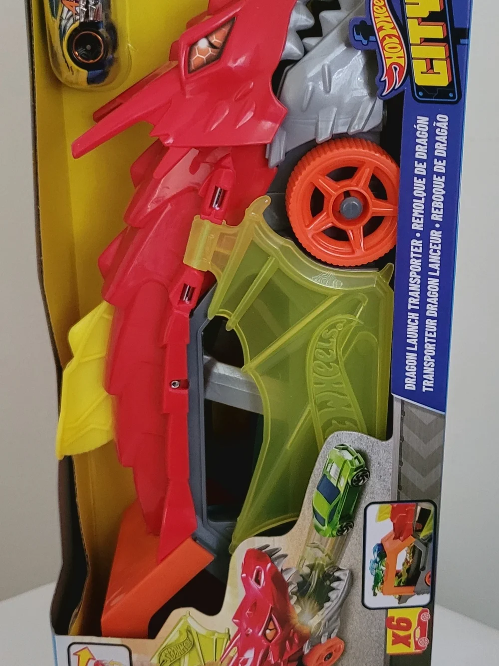 Hot Wheels Dragon Launch Transporter - Red & Yellow-Green
